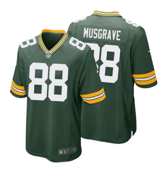 Men's Green Bay Packers #88 Luke Musgrave Green Football Stitched Game Jersey